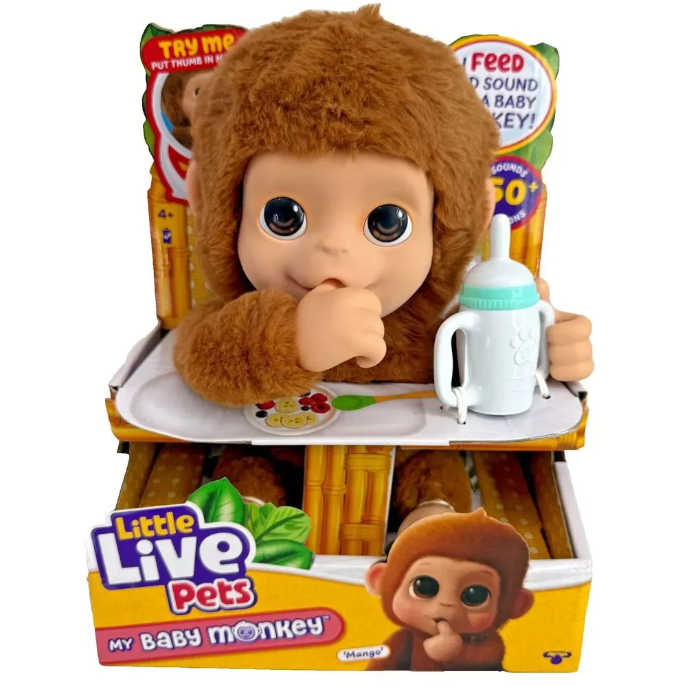 Little Live Pets My Baby Monkey Mango Interactive Plush Toy 50+ Sounds Reactions